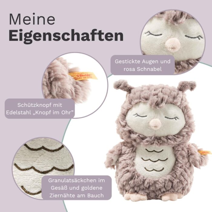 Steiff Kuscheltier Ollie Eule, Süßes Stofftier, , Mädchen & Babys ab 0 Monaten, Friends, Plüschtier 23 cm, Beige – Bild 5