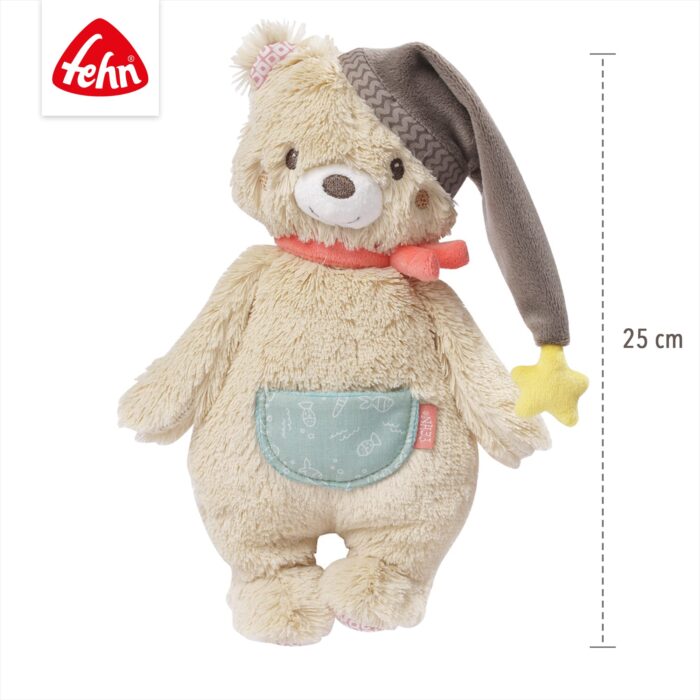 Fehn Kuscheltier Bär Bruno – Weicher Teddybär für Neugeborene als Einschlafhilfe - Stofftier zum , Fühlen – Bild 3