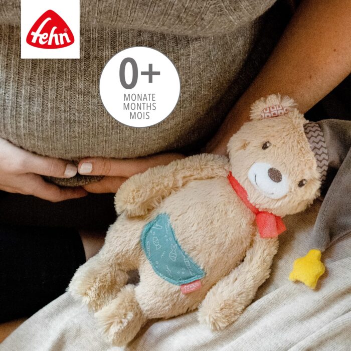 Fehn Kuscheltier Bär Bruno – Weicher Teddybär für Neugeborene als Einschlafhilfe - Stofftier zum , Fühlen – Bild 5